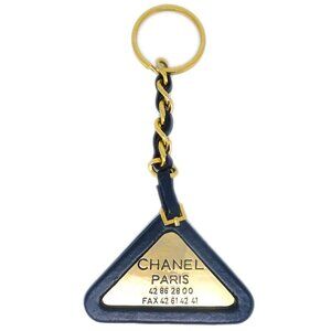 Chanel Gold Black Triangle Key Chain Bag Charm